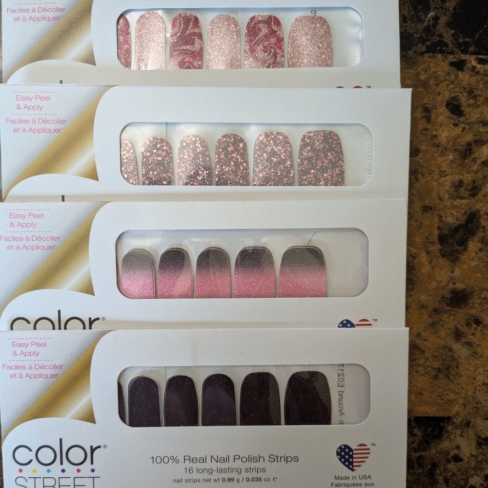 Color Street Pink Glitter Nail Polish Strips